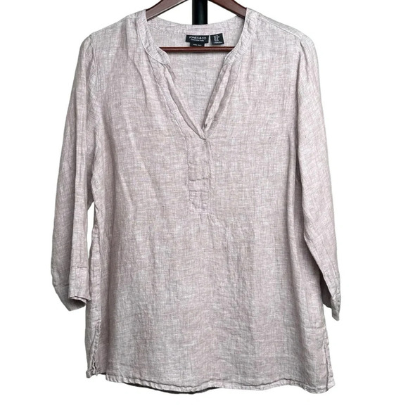 Jones & Co Linen Popover Size Medium Dusty Pink Summer Lightweight Beach Casual - Picture 1 of 9